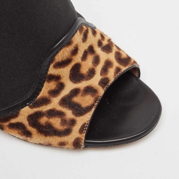 Gianvito Rossi 110mm Alise Leopard Print Black Stiletto Mules Open Peep Toe 40 - Picture 5 of 13